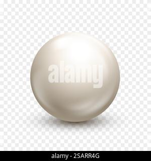 Billard, weißer Poolball. Snooker oder Tischtennisball. Weiße, realistische 3D-Kugel oder Kugel auf transparentem Hintergrund. Vektorabbildung Stock Vektor