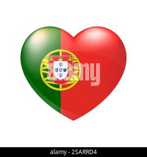 Portugal Flagge im Herzen. Symbol für Vektoremblem. Country Love Symbol. Isolierte Illustration eps10 Stock Vektor
