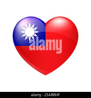 Taiwan-Flagge im Herzen. Symbol für Vektoremblem. Country Love Symbol. Isolierte Illustration eps10 Stock Vektor