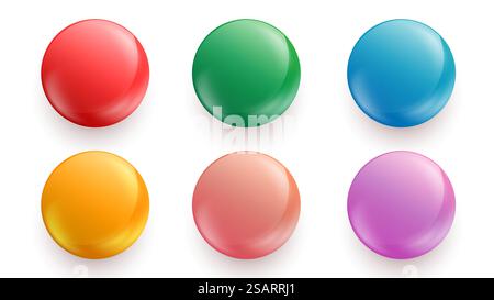 Vektorkugeln Set. Sammlung von bunten Kugeln mit Schatten. Glänzende Kugeln isoliert auf weißem Hintergrund. Vektorillustration für Ihre Konstruktion EPS10 Stock Vektor