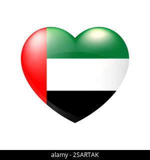 Die Flagge der Vereinigten Arabischen Emirate im Herzen. Vektor-Symbol für VAE-Emblem. Country Love Symbol. Isolierte Illustration eps10 Stock Vektor