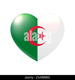 Algerische Flagge im Herzen. Liebes-Symbol. Vektor Ländersymbol isoliert eps10 Stock Vektor
