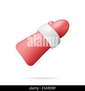 3D Weihnachtsmann Hand in rotem Fäustling isoliert. Handschuhe Mit Weihnachtlichem Tuch Rendern. Händige Feiertagsdekorationen für Geschenke. Neujahr und Weihnachtsfeier. Realistische Vektordarstellung. 3D Weihnachtsmann Hand in rotem Fäustling Stock Vektor