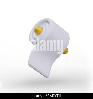 Rolle Toilettenpapier auf goldenem Zierstock. Weiches Toilettenpapier mit Halter. Gedrehtes weißes Handtuch. Damenbinden. Farbvektorbild für Webdesign. Rolle Toilettenpapier auf goldenem Zierstock. Weiches Toilettenpapier mit Halter Stock Vektor