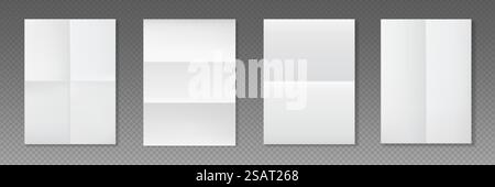 Vier Stück weißes A4-Blatt mit dem Schatten. Vektorrealistische Vorlage Stock Vektor