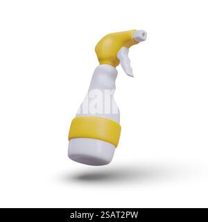 Sprühreiniger in gelber Farbe. Allgemeines Hausreinigungskonzept. Produkt für Hygiene, Frische, Bakterien und Desinfektionsmittel. Vektorabbildung im realistischen 3D-Stil. Sprühreiniger in gelber Farbe. Allgemeines Hausreinigungskonzept Stock Vektor