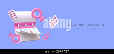 Kalender der Einnahme oraler Kontrazeptiva. Verfolgung des Menstruationszyklus, Prognose der nächsten Periode. Online-Anwendung zur Speicherung medizinischer Daten. Frauenkalender. Kalender der Einnahme oraler Kontrazeptiva. Verfolgung des Menstruationszyklus, Prognose der nächsten Periode Stock Vektor