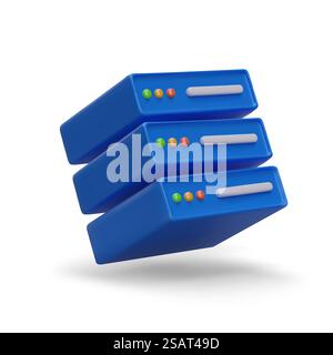 Realistisches Rack-Serversystem, Seitenansicht. Sichere Speicherung von Informationen, Daten, Backups. Zuverlässiges Cluster. Abbildung des Farbvektors. Moderne Hightech-Ausstattung. Realistisches Rack-Serversystem, Seitenansicht. Sichere Speicherung von Informationen, Daten, Backups Stock Vektor