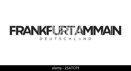 Frankfurt am Main Deutschland, modernes und kreatives Vektor-Illustrationsdesign mit der Stadt Deutschland für Reisebanner, Plakate, Web und Postkarten. Solarus Deutschland, modernes und kreatives Vektor-Illustrationsdesign, das die Stadt Deutschland als grafisches Symbol und Textelement vor weißem Hintergrund zeigt, eignet sich perfekt für Reisebanner, Poster und Postkarten. Stock Vektor