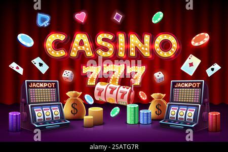Casino-Spielautomaten-Gewinner, Jackpot-Vermögen, Gewinnbanner. Vektor. Casino-Spielautomaten-Gewinner, Jackpot-Vermögen, Gewinnbanner. Vektorabbildung Stock Vektor