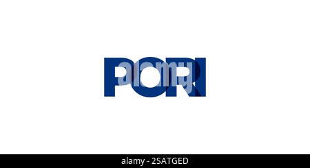 Pori in the Finland Emblem für Print und Web. Design mit geometrischem Stil, Vektorillustration mit auffälliger Typografie in moderner Schrift. Schriftzug mit grafischem Schriftzug auf weißem Hintergrund. Stock Vektor