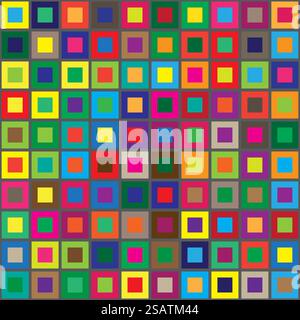 Farben Quadrate nahtloses abstraktes Muster horizontaler Hintergrund. Vektorabbildung. Farben Quadrate nahtloses abstraktes Muster horizontaler Hintergrund Stock Vektor