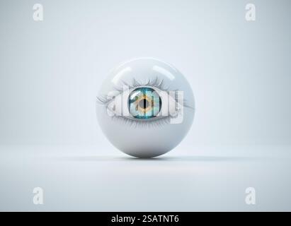 Bild des menschlichen Auges auf weißem Hintergrund. Dies ist eine 3D-Darstellung Stockfoto