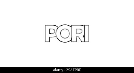 Pori in the Finland Emblem für Print und Web. Design mit geometrischem Stil, Vektorillustration mit auffälliger Typografie in moderner Schrift. Schriftzug mit grafischem Schriftzug auf weißem Hintergrund. Stock Vektor