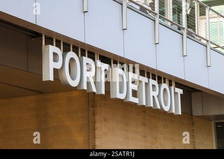 Detroit, Michigan, USA - 21. September 2022: Der Hafen von Detroit ist der größte Binnenhafen im Bundesstaat Michigan und befindet sich an der Westseite von t Stockfoto