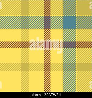 Tartan scotland nahtlose karierte Muster Vektor. Retro-Hintergrundmaterial. Vintage Karomuster Farbe quadratische geometrische Textur für Textildruck, Geschenkpapier, Geschenkkarte, Tapete flaches Design. Tartan scotland nahtlose karierte Muster Vektor. Retro-Hintergrundmaterial. Quadratische geometrische Textur in Vintage-Karomuster. Stock Vektor