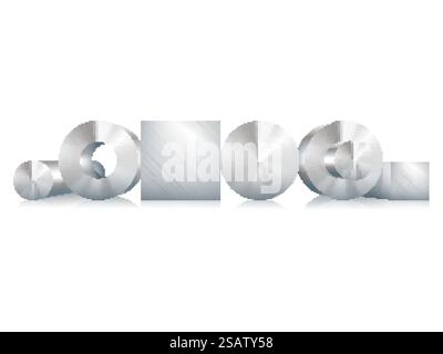 Metallstahlobjekte Kreis, Quadrat, Hülse, Rohr. Vektorabbildung... Metallstahlobjekte Kreis, Quadrat, Hülse, Rohr Stock Vektor