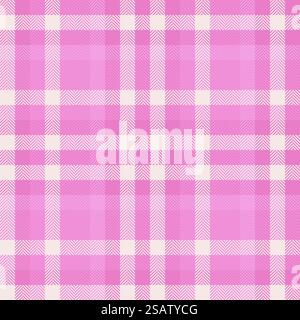 Nahaufnahme Karomuster mit nahtlosem Muster im Hintergrund zum Neujahr. Rest Tartan Textur Vektor Textil in rosa und weiß Farben. Stock Vektor