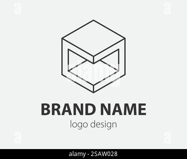 Block Logo abstraktes Design Technologie Kommunikation Vektor Vorlage linearer Stil. Intelligenz Internet Web Logotype Konzept Symbol.. Design mit Technologie-Logo. Logo für digitales Unternehmen. Stock Vektor