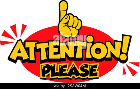 Achtung, bitte. Finger-up-Geste, unterschreiben Sie wichtigen Hinweis. Vektor auf transparentem Hintergrund Stock Vektor