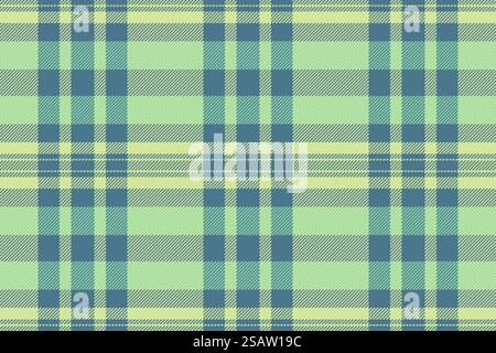 Männerkleidung Vektor Textur Stoff, Malerei Check Textil Tartan. Nahtloses Karomuster im Hintergrund in Limette und Cyan. Stock Vektor