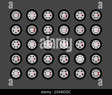 Reifen und Räder. Cd Lenkrad Symbol Vektor. Stock Vektor