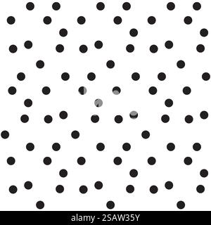 Schwarz weiß Scatter Dots Polka nahtlose Muster Vektor. Nahtloses Polka-Muster mit schwarzen weißen Punktmuster Stock Vektor