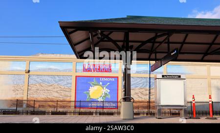 La Verne (LA County), Kalifornien – 30. Januar 2025: La Verne/Fairplex Metro Rail A Line Station wird im Sommer 2025 eröffnet Stockfoto
