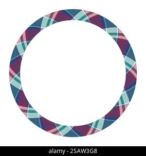 Kreisränder und Rahmenvektor. Geometrisches Vintage-Rahmendesign mit rundem Rand. Struktur aus Schottenkaro-Stoff. Vorlage für Geschenkgutscheine, Collage, Scrapbook oder Fotoalbum und Porträt. Stock Vektor