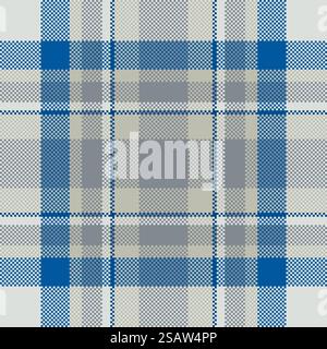 Vektordesign mit Pixelhintergrund. Modernes, nahtloses Muster. Quadratisches Texturmaterial. schottische Textil. Schöne Farbe madras Schmuck. Stock Vektor