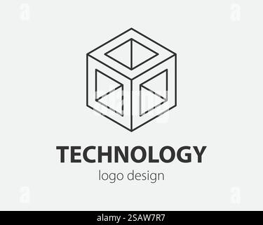 Block Logo abstraktes Design Technologie Kommunikation Vektor Vorlage linearer Stil. Intelligenz Internet Web Logotype Konzept Symbol.. Design mit Technologie-Logo. Logo für digitales Unternehmen. Stock Vektor