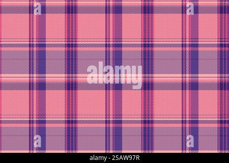Minimalistische Textil-Vektor-Textur, mehrfarbiges Gewebe nahtlos. Breites Karomuster in Rot und Violett. Stock Vektor