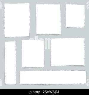 Gerissene Kanten Papierset. Vektorabbildung. Stock Vektor