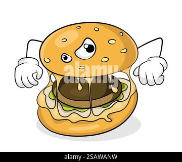 Fast Food ungesunde Ernährung Konzept schlechter Hamburger. Vektorabbildung... Fast Food ungesunde Ernährung Konzept schlechter Hamburger Stock Vektor