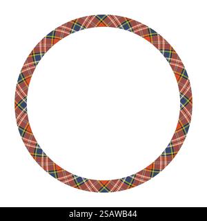 Kreisränder und Rahmenvektor. Geometrisches Vintage-Rahmendesign mit rundem Rand. Struktur aus Schottenkaro-Stoff. Vorlage für Geschenkgutscheine, Collage, Scrapbook oder Fotoalbum und Porträt. Stock Vektor
