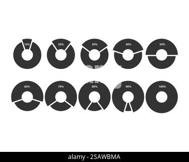 Ein Kreisdiagramm Symbole. Kreis Diagramm Vektor. Sammlung Diagramme Diagramme logo Vorlage. Flache Bauform. Stock Vektor