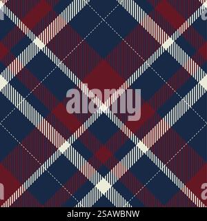 Tartan scotland nahtlose karierte Muster Vektor. Retro-Hintergrundmaterial. Vintage Karomuster Farbe quadratische geometrische Textur für Textildruck, Geschenkpapier, Geschenkkarte, Tapete flaches Design. Tartan scotland nahtlose karierte Muster Vektor. Retro-Hintergrundmaterial. Quadratische geometrische Textur in Vintage-Karomuster. Stock Vektor