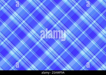 Afrikanische Textur Tartankaro, editierbares nahtloses Vektortextil. Menühintergrund Check Muster Stoff in Blau und Cyan Farbe. Stock Vektor