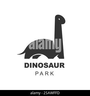 Brachiosaurus Dinosaurier Vektor-Logo-Element. Jurassic Park World. Diplodocus-Dinosaurier-Silhouette isoliert auf weißem Hintergrund. Dino icon Website-Vorlage. Stock Vektor