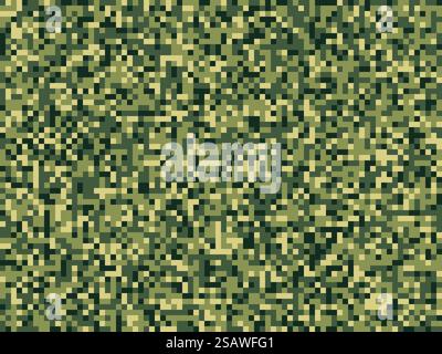 Pixel Camuflage grüner Wald nahtlose Muster Vektor Hintergrund. Pixel Camuflage Green Forest nahtloses Muster Stock Vektor