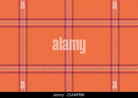 New york Karomuster mit Schottenmuster, Hintergrund mit einzigartigem Karomuster. Leeres nahtloses Vektormuster aus Textil in orange und rosa Farbe. Stock Vektor