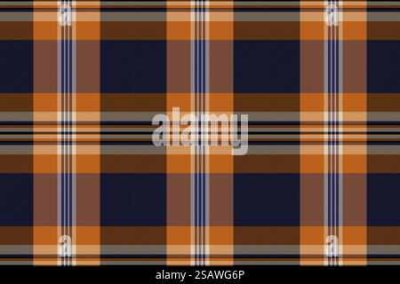 Muster nahtloses Check von Stoff Textil Tartan mit einer Hintergrund-Vektor-karierten Textur in Schwarz und Orange Farben. Stock Vektor