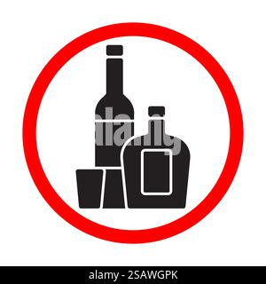 Alkoholflaschen schwarzes Silhouettenzeichen isoliert auf weiß. Vektorabbildung... Alkoholflaschen schwarzes Silhouettenzeichen isoliert auf weiß Stock Vektor