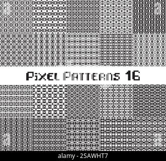 Pixelmuster nahtlos, Schwarzweiß. Muster in Retro-Design-Videospielen. Stock Vektor