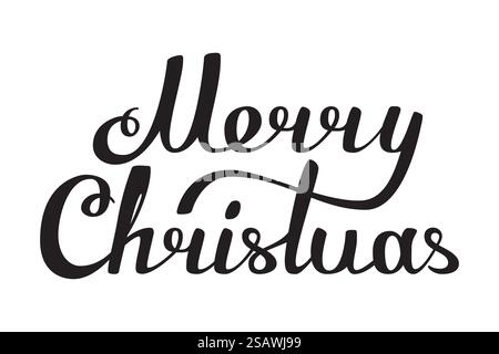 Merry Christmas, handgemachte Schrift schwarz weiß. Vektorabbildung... Merry Christmas, handgemachte Schrift schwarz weiß Stock Vektor