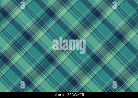 Stoffhintergrund nahtlos von Vektormuster Textil mit einem Textur-Check-Karo-Schotten in Petrol und Cyan Farben. Stock Vektor