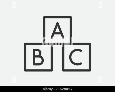 ABC-Würfel-Symbol auf weißem Hintergrund. Linienstil Vektor... ABC-Würfel-Symbol auf weißem Hintergrund. Vektordarstellung für Linienart. Stock Vektor