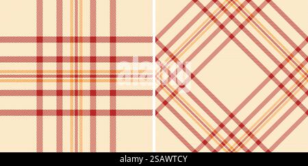 Nahtlose Textur des karierten Hintergrunds Tartan mit einem Muster Check-Vektor-Stoff in den Sonnenuntergangsfarben gesetzt. Stock Vektor