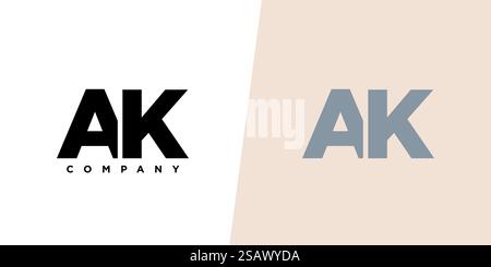 Trendige Designvorlage für Buchstaben A und K, AK-Logo. Minimaler Monogramm-Initiallogotyp für die Unternehmensidentität. Stock Vektor