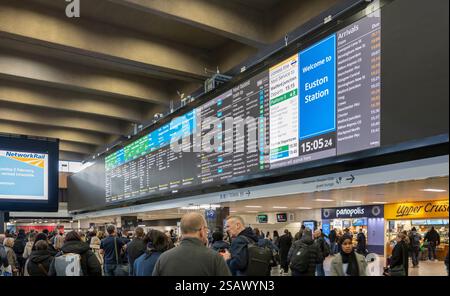 30. Januar 2025. Der geschäftige Bahnhof Euston in London, Großbritannien. Ab 2026 kann die WCML zeitweise wegen Erneuerung der Infrastruktur geschlossen werden (KEINE KOMMERZIELLE NUTZUNG). Stockfoto